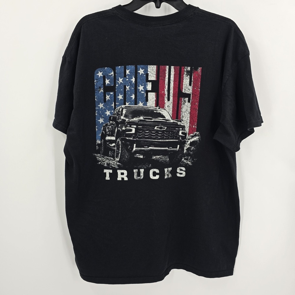 Chevy Trucks Tshirt‎ Mens XL Flag Americana Black